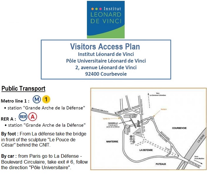 Pôle Universitaire Léonard De Vinci, Paris la Défense, Access Plan and Transport